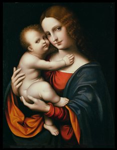 マドンナとチャイルド（パネルに油彩） 作： Giovanni Pietro Rizzoli Giampietrino