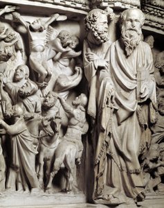 ジョヴァンニ・ピサーノによって実現された椅子のレリーフの詳細 作： Giovanni Pisano