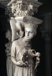 ジョヴァンニ・ピサーノ（1248-1314）が実現した椅子を支える彫刻群の詳細：子供を養う教会（大理石の説教壇を支える彫刻の詳細、子供を養う教会） 1302-1311 ピサの大聖堂（Duomo di Pis 作： Giovanni Pisano