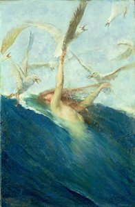 カモメに襲われた人魚 作： Giovanni Segantini