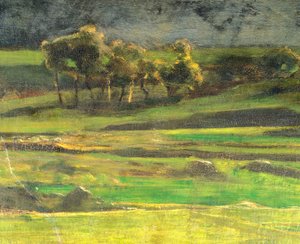 ジョヴァンニ・セガンティーニ（1858-1899）の「ポールにて」、油彩・キャンバス 作： Giovanni Segantini
