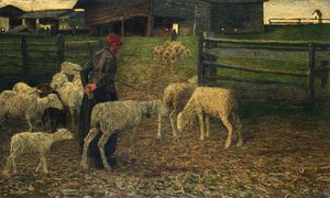 ジョバンニ・セガンティーニ（1858-1899）の「折り返し」。 作： Giovanni Segantini