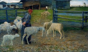 厩舎に戻ります。 1888 作： Giovanni Segantini