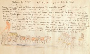 ジョヴァンニ・セガンティーニ（1858-1899）による「カルヴェン・コイラの祭礼」の行列のスケッチ