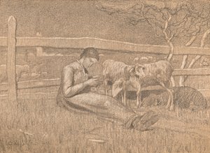 羊飼い、c1888 作： Giovanni Segantini