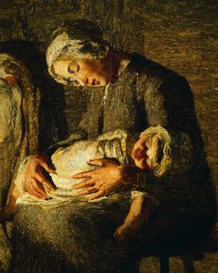 ジョヴァンニ・セガンティーニ作「二人の母」（詳細 作： Giovanni Segantini