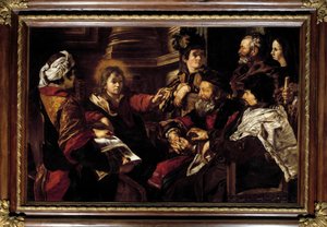 キリストと博士たち ジョヴァンニ・セロディーネ（1600-1630）の絵画 17世紀 日。1,45×2,24 m パリ、ルーヴル美術館