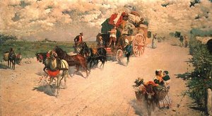 The Gypsy Wagon（オイル 作： Giovanni Signorini