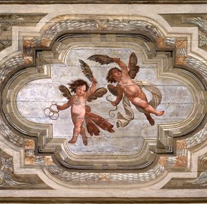 キューピッド、神学美徳ホールの金庫室 (フレスコ画) 作： Giovanni Stefano Danedi