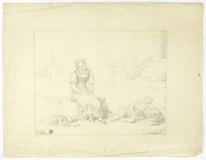ローマの農民の女性と眠っている子供たち 作： Giovanni Tognolli