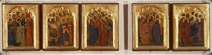 プレデラ「聖人、処女、殉教者のポリプティク」（パネルにテンペラ） 作： Giovanni da Milano