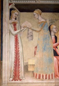 聖母の生涯：マリアの誕生、詳細（フレスコ画 作： Giovanni da Milano