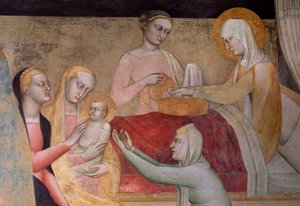聖母の生涯：マリアの誕生、細部（フレスコ画 作： Giovanni da Milano