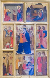 聖母マリアと子供、聖人とキリストの生涯の場面 作： Giovanni da Milano