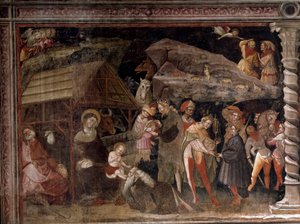 キリスト降誕。マギのサイクルから」（フレスコ画、1420年頃 作： Giovanni da Modena