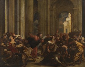 テンプルから金貸しを運転したキリスト、1575-90年 作： Giovanni de Vecchi