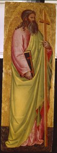 聖使徒アンドリュー(The Saint Apostle Andrew)。 ジョヴァンニ ディ バルトロメオ クリスティアーニ (1367-1448) の絵画、木にテンペラ 作： Giovanni di Bartolomeo Cristiani