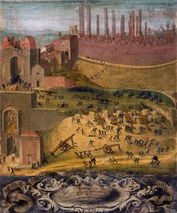 1526年、シエナのポルタ・カモッリアの勝利（テンペラ、パネル） 作： Giovanni di Lorenzo Cini