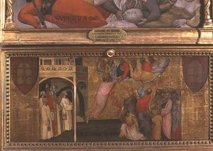 聖ヨハネの昇天」（パネルにテンペラ） 作： Giovanni di Niccolo del Biondo