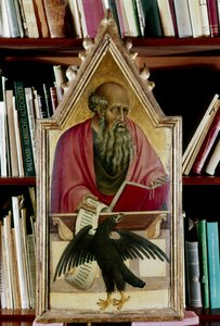 シンボルであるワシと共に描かれた伝道者聖ヨハネ、15 世紀