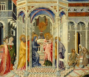 神殿でのキリストの贈り物1435年。 作： Giovanni di Paolo