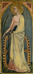 セントキャサリン、1400年頃（ポプラの木のテンペラ） 作： Giovanni di Paolo di Grazia
