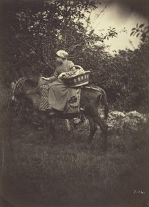 ロバに乗る女性農民、1870年。