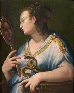 アレゴリー・デ・ラ・プルーデンス - ジロラモのプルーデンス・パー・マッキエッティのアレゴリー (c. 1535-1592)。 キャンバスに油彩、サイズ : 71x57、個人蔵