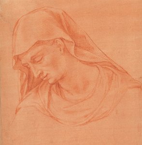 左の横顔の喪女の頭、約 10 年頃。 1575-80。 作： Girolamo Macchietti