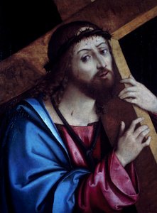 十字架を運ぶキリスト、コティニョーラとして知られるジローラモ・マルケージ作（1471-1540年頃）、テンペラ、カンヴァス、41x56cm。 作： Girolamo Marchesi da Cotignola