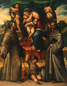 ジローラモ・マルケージ・ダ・コティニョーラ（1471-ca 1540）による、聖母子と子供と聖人 作： Girolamo Marchesi da Cotignola