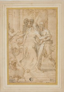 黄金の門でのヨアヒムとアンナの出会い 作： Girolamo Mazzola Bedoli