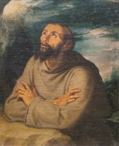 アッシジの聖フランチェスコ (キャンバスに油彩) 作： Girolamo Muziano