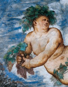 秋の寓意」ベルナルド・クレシオの依頼によるジロラモ・ロマーノ（1484年頃～1559年以降）のフレスコ画の詳細です。 作： Girolamo Romanino
