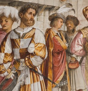 中央身廊、第5南スパン、ピラトの前のキリスト、ジロラモ・ロマニノ 作： Girolamo Romanino