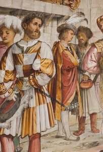 中央身廊、第5南スパン、ピラトの前のキリスト、ジロラモ・ロマニノ 作： Girolamo Romanino