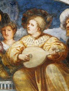 コンサート、マンドリン奏者が求婚者に 作： Girolamo Romanino