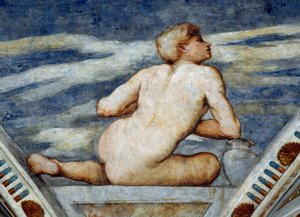 男性の裸体 ジロラモ・ロマーノ（1484年頃～1559年以降）のフレスコ画の詳細、ベルナルド・クレシオの依頼によるもの
