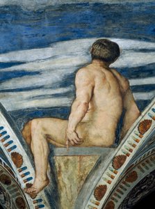 男性の裸体 ジロラモ・ロマーノ（1484年頃～1559年以降）のフレスコ画の詳細、ベルナルド・クレシオの依頼によるもの