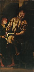 聖マタイと天使 作： Girolamo Romanino