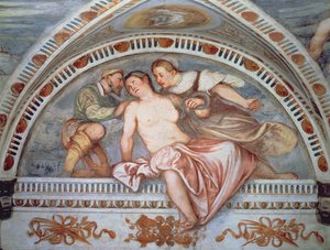 クレオパトラの死、ルネット、1531-32 作： Girolamo Romanino