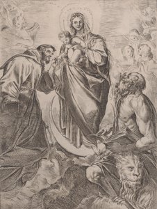 聖ジェロームとフランシスと聖母、1660-80。 作： Girolamo Rossi