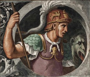 Saint George par Girolamo da Carpi (1501-1556).フレスコ画、サイズ：78x91、フェラーラのPinacoteca Nazionaleにある。