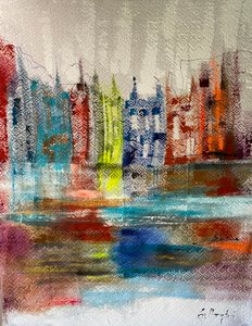 街の庇護の中で（絵画） 作： Gisela Gaffoglio