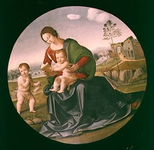 聖母子と洗礼者聖ヨハネ（パネル 作： Giuliano Bugiardini