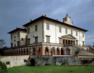 ポッジョ・ア・カイアーノのヴィラ・メディケアのファサード - 1480-1485年頃 作： Giuliano Giamberti da Sangallo