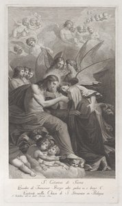 ひざまずくシエナの聖カタリナに聖なるホストを与えるキリスト...、1750-1812。 作： Giuliano Traballesi