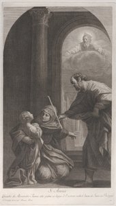 聖母マリアを抱えてひざまずく聖アンナ...、1760-1800。 作： Giuliano Traballesi