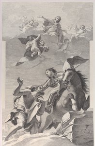 聖マーチン、馬に乗って物乞いにマントを渡す.1760-1800. 作： Giuliano Traballesi