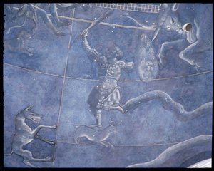 1442年7月4日の夜に星を通過する太陽の道、オリオンとおうし座の詳細、祭壇の上の軒裏、1430年頃（85088の詳細） 作： Giuliano dArrighi Pesello